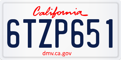 CA license plate 6TZP651