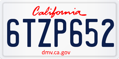 CA license plate 6TZP652