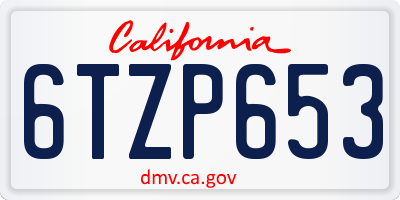 CA license plate 6TZP653