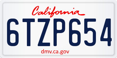 CA license plate 6TZP654