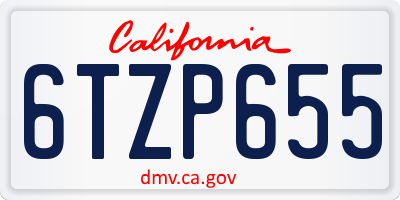 CA license plate 6TZP655