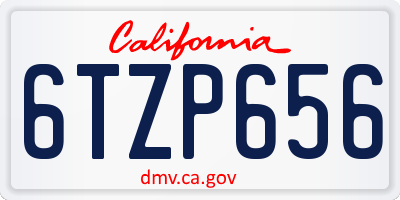 CA license plate 6TZP656