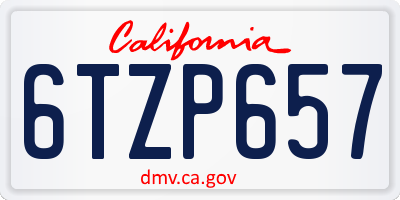 CA license plate 6TZP657