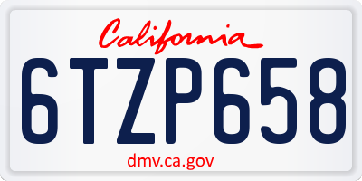 CA license plate 6TZP658