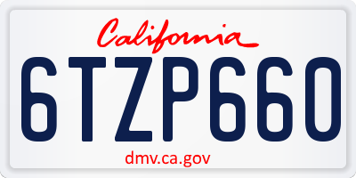 CA license plate 6TZP660