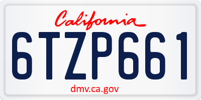 CA license plate 6TZP661