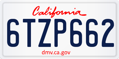 CA license plate 6TZP662