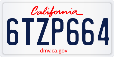 CA license plate 6TZP664