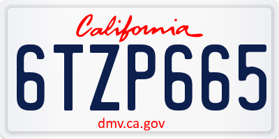 CA license plate 6TZP665