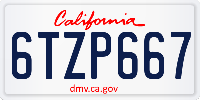 CA license plate 6TZP667