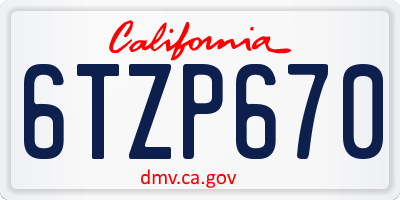 CA license plate 6TZP670