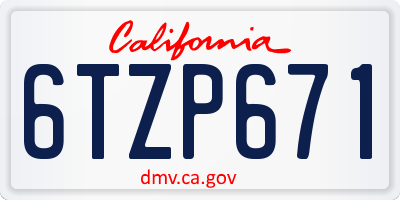 CA license plate 6TZP671