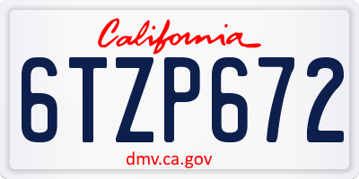 CA license plate 6TZP672