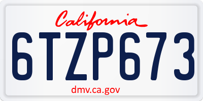 CA license plate 6TZP673