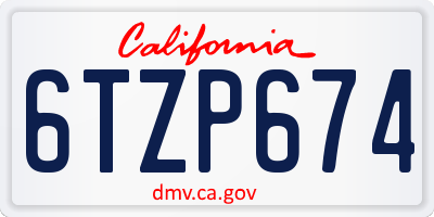 CA license plate 6TZP674