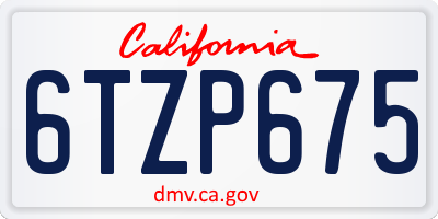 CA license plate 6TZP675