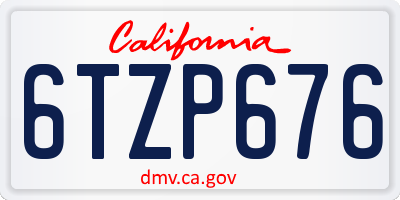 CA license plate 6TZP676