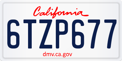 CA license plate 6TZP677