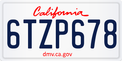 CA license plate 6TZP678