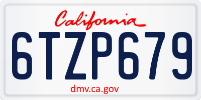 CA license plate 6TZP679