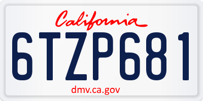 CA license plate 6TZP681
