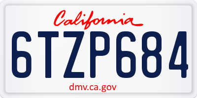 CA license plate 6TZP684