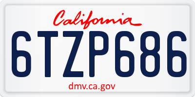 CA license plate 6TZP686