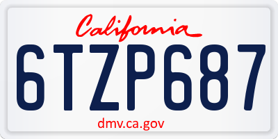 CA license plate 6TZP687