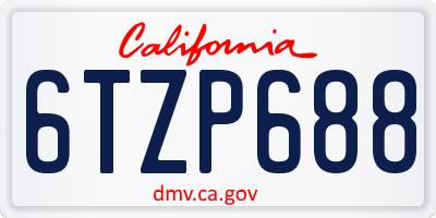 CA license plate 6TZP688
