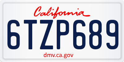 CA license plate 6TZP689
