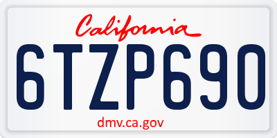 CA license plate 6TZP690
