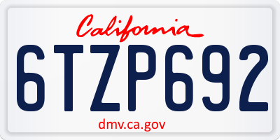 CA license plate 6TZP692