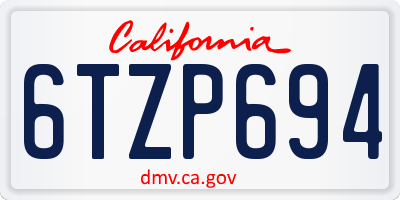 CA license plate 6TZP694