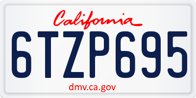 CA license plate 6TZP695