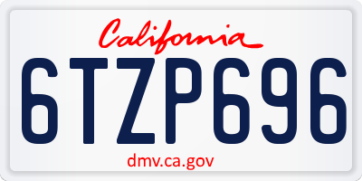 CA license plate 6TZP696