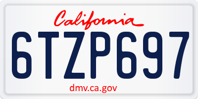 CA license plate 6TZP697