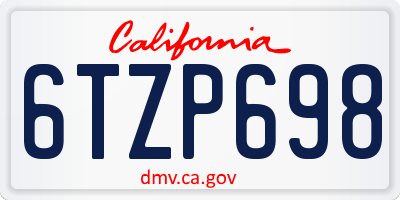 CA license plate 6TZP698