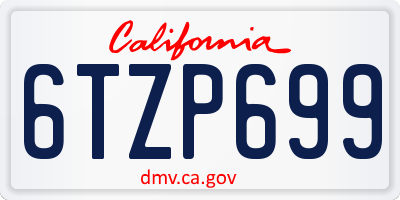 CA license plate 6TZP699