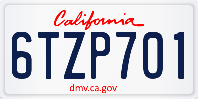 CA license plate 6TZP701