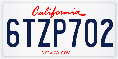 CA license plate 6TZP702
