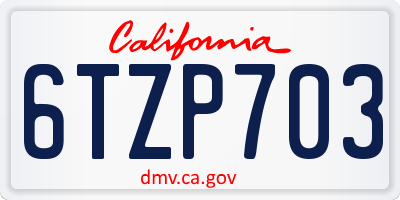CA license plate 6TZP703