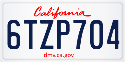 CA license plate 6TZP704