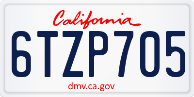 CA license plate 6TZP705