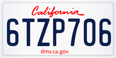 CA license plate 6TZP706