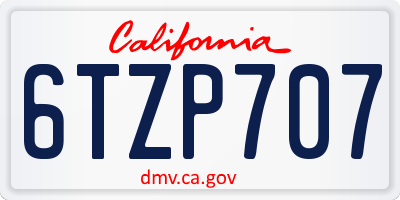 CA license plate 6TZP707