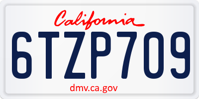 CA license plate 6TZP709