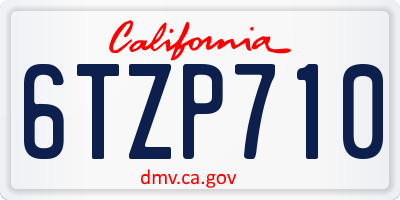 CA license plate 6TZP710