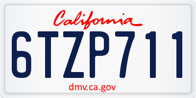 CA license plate 6TZP711