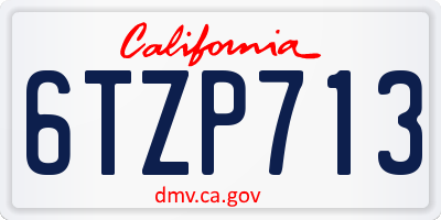 CA license plate 6TZP713