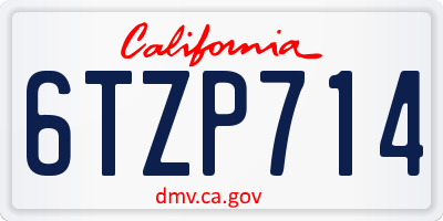 CA license plate 6TZP714